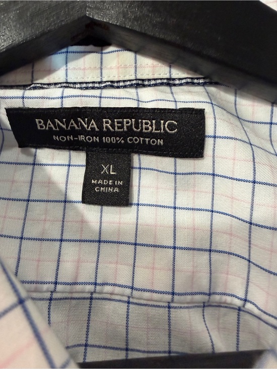 Banana Republic Other - Banana Republic Camden Standard Fit Dress Shirt White Blue Windowpane XL